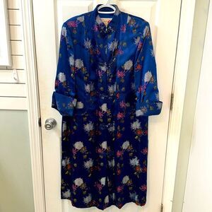 Authentic Peony Brand Shanghai China Vintage Embroidered Blue floral Kimono